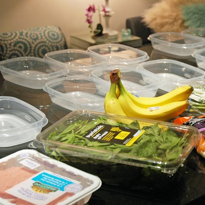 tupperware on table for meal prep